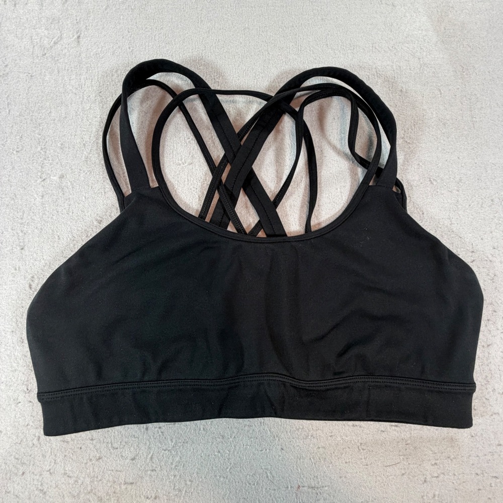 Victoria Sport Strappy Back Sports Bra Black Large Yoga Gym Wireless